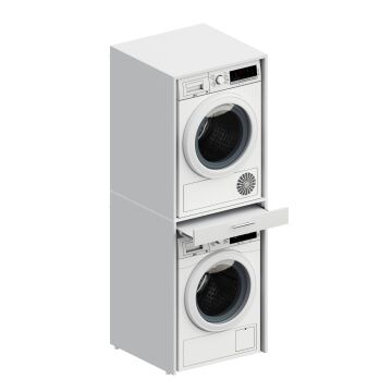 Aqua Bagno Voca Smartbox Çamaşır ve Kurutma Makinesi Dolabı Beyaz -Çekmeceli