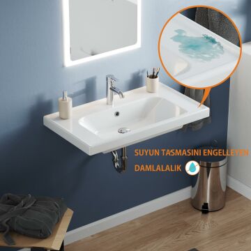 Turkuaz Frame Lavabo 80x45 cm. Beyaz