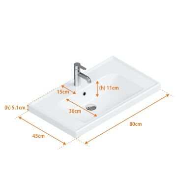 Turkuaz Frame Lavabo 80x45 cm. Beyaz