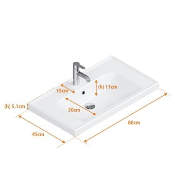 Turkuaz Frame Lavabo 80x45 cm. Beyaz