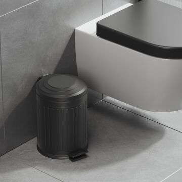 Aqua Bagno Midas  Çöp Kovası -Pedallı 5 lt. , Mat Siyah