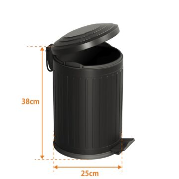 Aqua Bagno Midas  Çöp Kovası -Pedallı 12 lt. , Mat Siyah