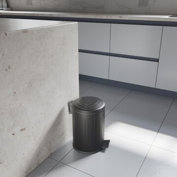 Aqua Bagno Midas  Çöp Kovası -Pedallı 12 lt. , Mat Siyah