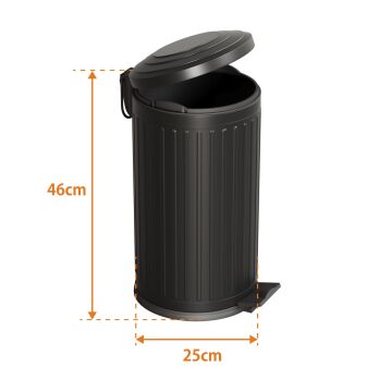 Aqua Bagno Midas  Çöp Kovası -Pedallı 16 lt. , Mat Siyah