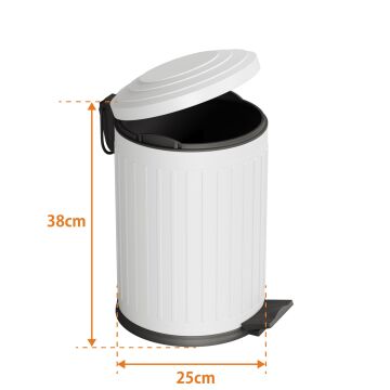 Aqua Bagno Midas  Çöp Kovası -Pedallı 12 lt. , Beyaz