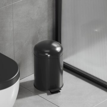 Aqua Bagno Smile  Çöp Kovası -Pedallı 5 lt. , Mat Siyah
