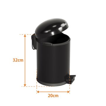 Aqua Bagno Smile  Çöp Kovası -Pedallı 5 lt. , Mat Siyah