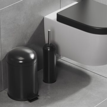 Aqua Bagno Smile  Klozet Fırçası + Çöp Kovası 5 lt -2 Parça Set, Beyaz