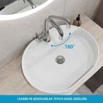 Adell Lento Kuğu Lavabo Bataryası - Parlak Krom 3/8