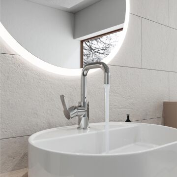Adell Lento Kuğu Lavabo Bataryası - Parlak Krom 3/8