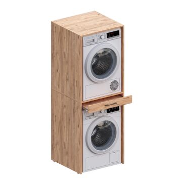 Aqua Bagno Voca Smartbox Çamaşır ve Kurutma Makinesi Dolabı -Çekmeceli,Atlantik  Çam -2 Parça Set