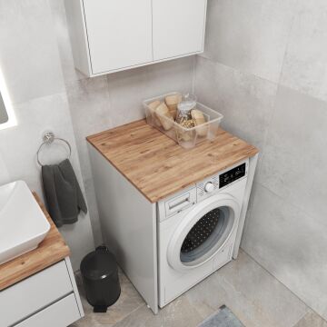 Aqua Bagno Voca Smartbox Çamaşır  Dolabı ,Atlantik Çam - Beyaz