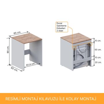 Aqua Bagno Voca Smartbox Çamaşır  Dolabı ,Atlantik Çam - Beyaz