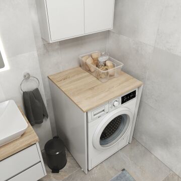Aqua Bagno Voca Smartbox Çamaşır Makinesi Alt Dolap - Somono Meşe - Beyaz