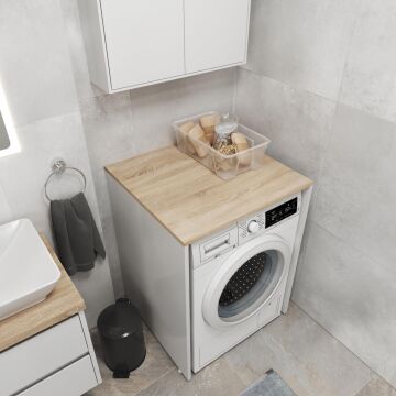 Aqua Bagno Voca Smartbox Çamaşır Makinesi Alt Dolap - Somono Meşe - Beyaz