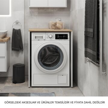 Aqua Bagno Voca Smartbox Çamaşır Makinesi Alt Dolap - Somono Meşe - Beyaz