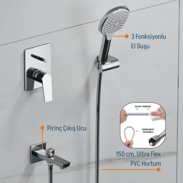 Adell Azure  Optimal Ankastre set -Krom - 2 Yollu Çıkış