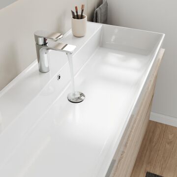 Aqua Bagno Plan Tezgah Üstü Kare Lavabo , 100 x 45 cm. ,Beyaz