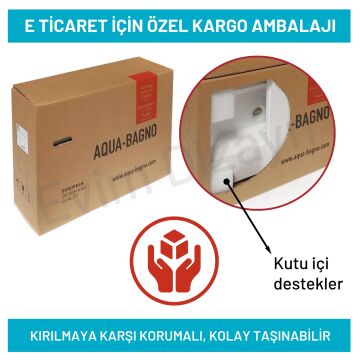 Aqua Bagno Plan Tezgah Üstü Kare Lavabo , 80 x 45 cm., Beyaz