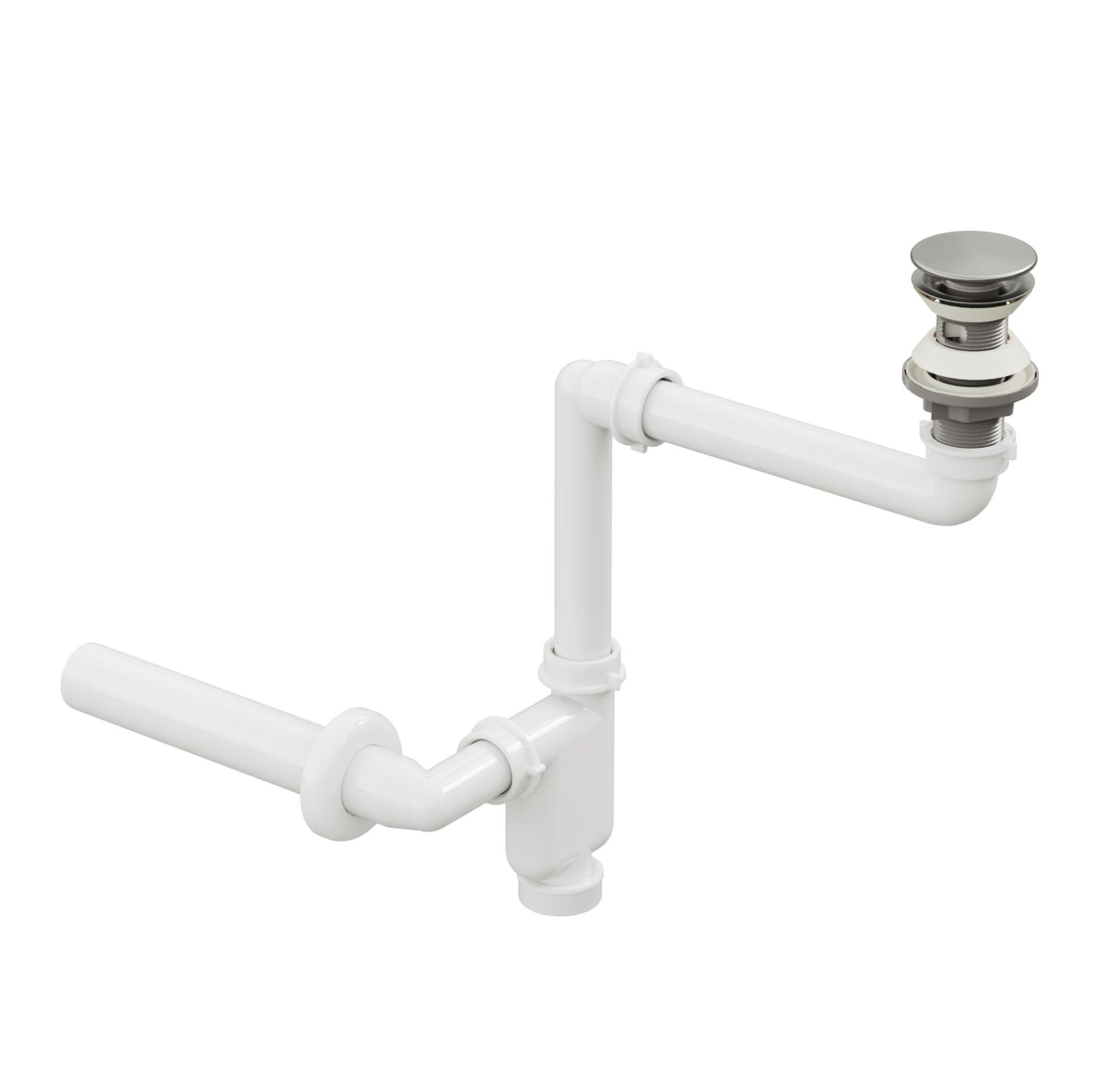 Aqua Bagno  Smart Pop-up  sifon , Taşma Delikli  Krom +Comfort Yer Kazandıran Lavabo  sifonu -2 Parça Set