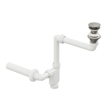 Aqua Bagno  Smart Pop-up  sifon , Taşma Delikli  Krom +Comfort Yer Kazandıran Lavabo  sifonu -2 Parça Set