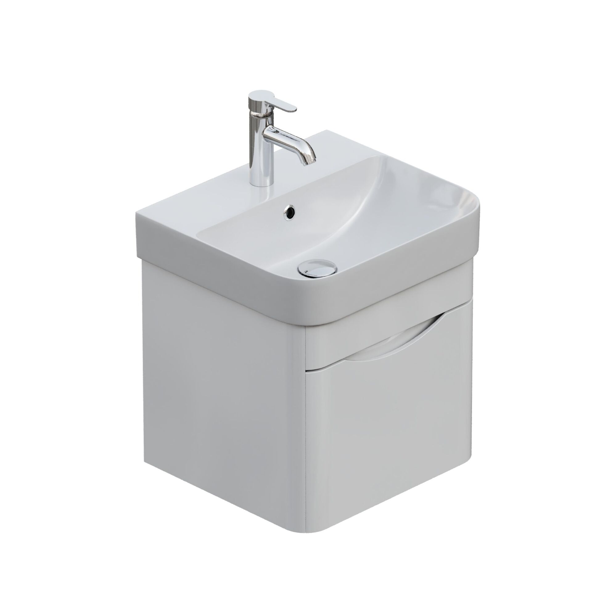 Aqua Bagno Piccolo 2.0 Alt Dolap  48 cm. Parlak Beyaz -Lavabo dahil