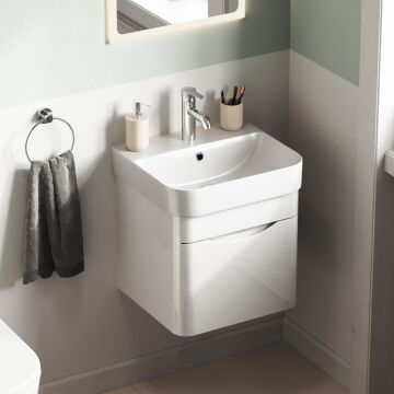 Aqua Bagno Piccolo 2.0 Alt Dolap  48 cm. Parlak Beyaz -Lavabo dahil