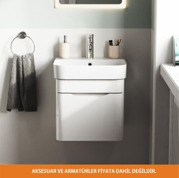 Aqua Bagno Piccolo 2.0 Alt Dolap  48 cm. Parlak Beyaz -Lavabo dahil