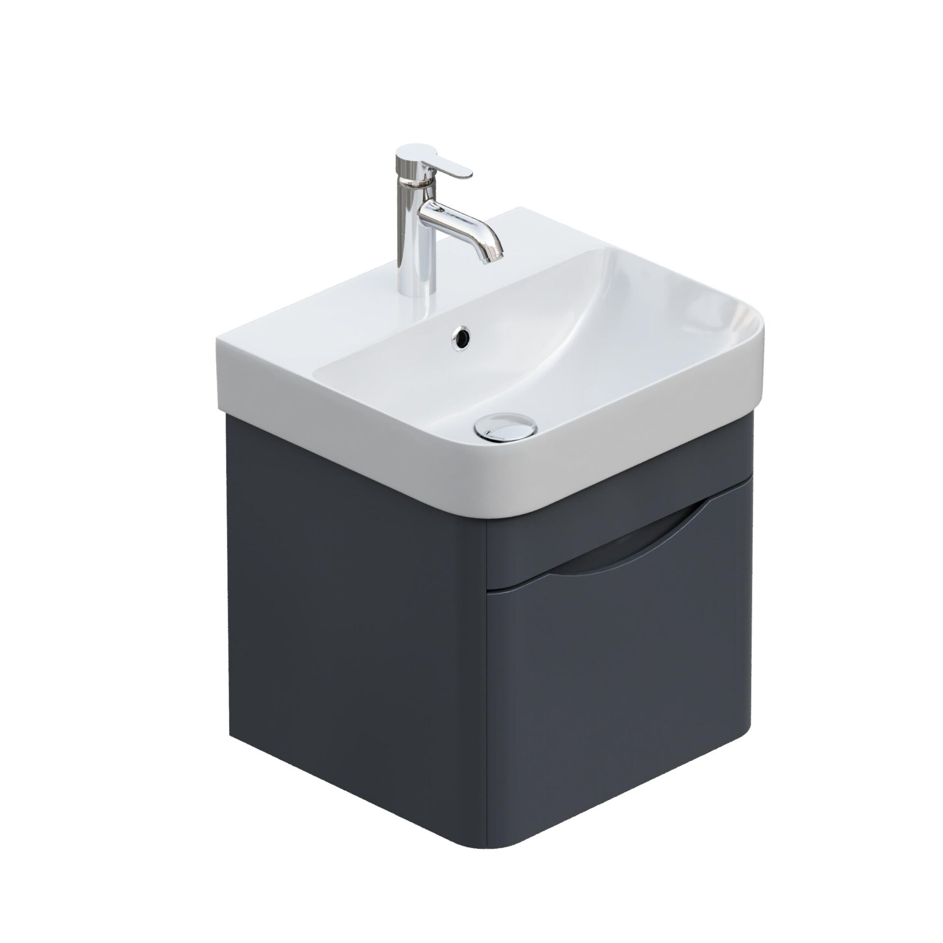Aqua Bagno Piccolo 2.0 Alt Dolap 57 cm. Antrasit Gri Parlak-Lavabo dahil