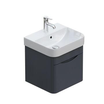 Aqua Bagno Piccolo 2.0 Alt Dolap 57 cm. Antrasit Gri Parlak-Lavabo dahil